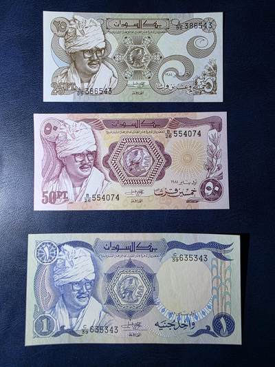 叁拾收藏第34期 - 苏丹早期小面值3张  UNC