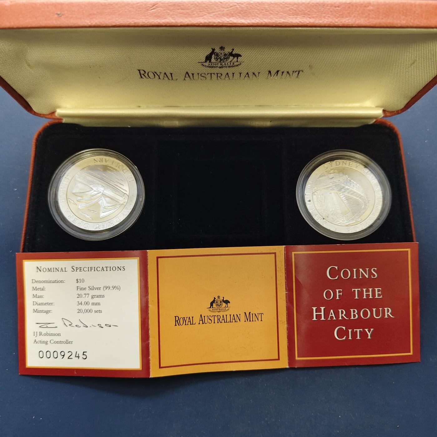 【全场包邮】纯粹捡漏拍495场-持续更新中 澳大利亚1997年10元悉尼地标2枚盒装纪念银币-盒证全