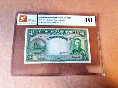 【Blue Auction】世界纸币精拍第776期——18级TOP拍卖/信誉/品质/专业/高效💫 - 【e版】巴哈马 1936年4先令 英王乔六 TQG40