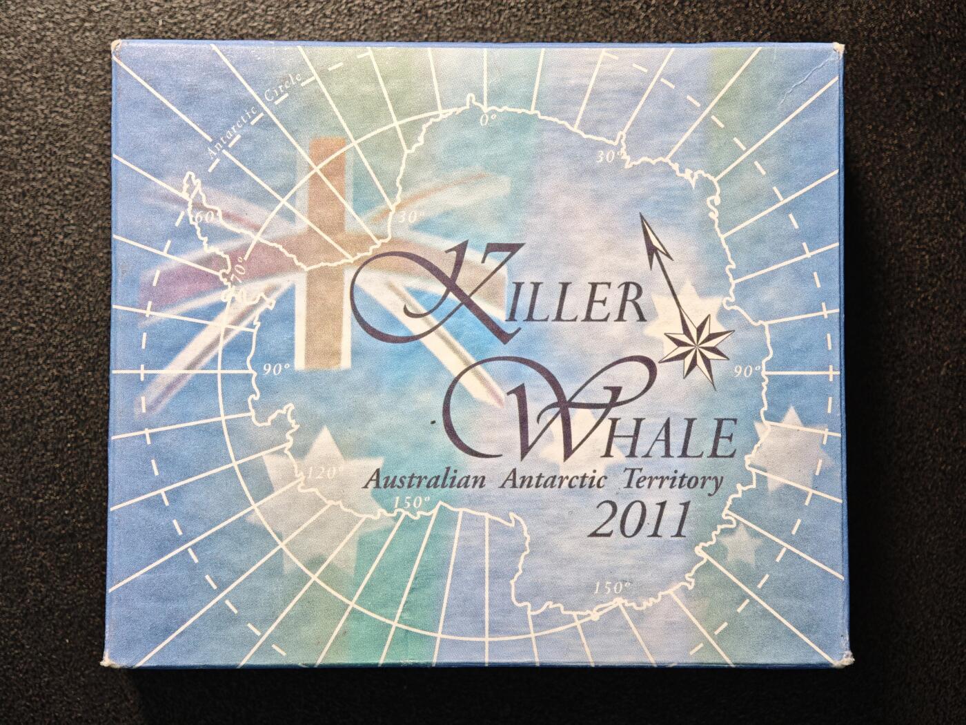 【德藏】世界币章拍卖第162期（拍品征集中~欢迎藏友联系） 2011年 澳大利亚极地系列-虎鲸彩色精制纪念银币 直径约：40.6mm；重约：31.135g 999银 原盒 原证书
