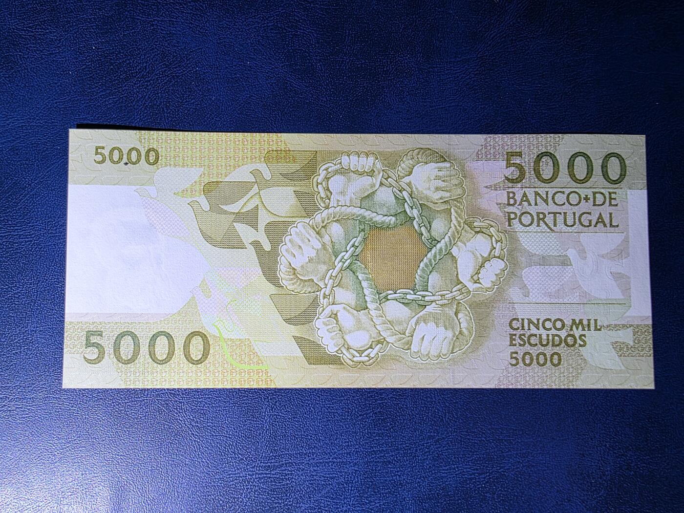 叁拾收藏第34期 葡萄牙1987年5000埃斯库多  UNC