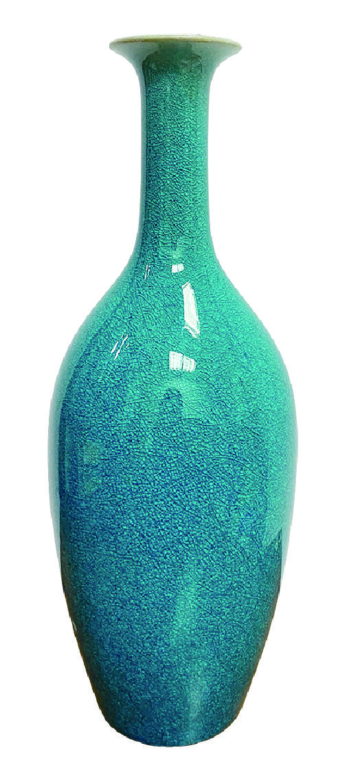 上海拍卖行2025年秋季古董珍玩拍卖会 日本山绮光泽作青天釉花瓶(H:27.5cm,原装盒)