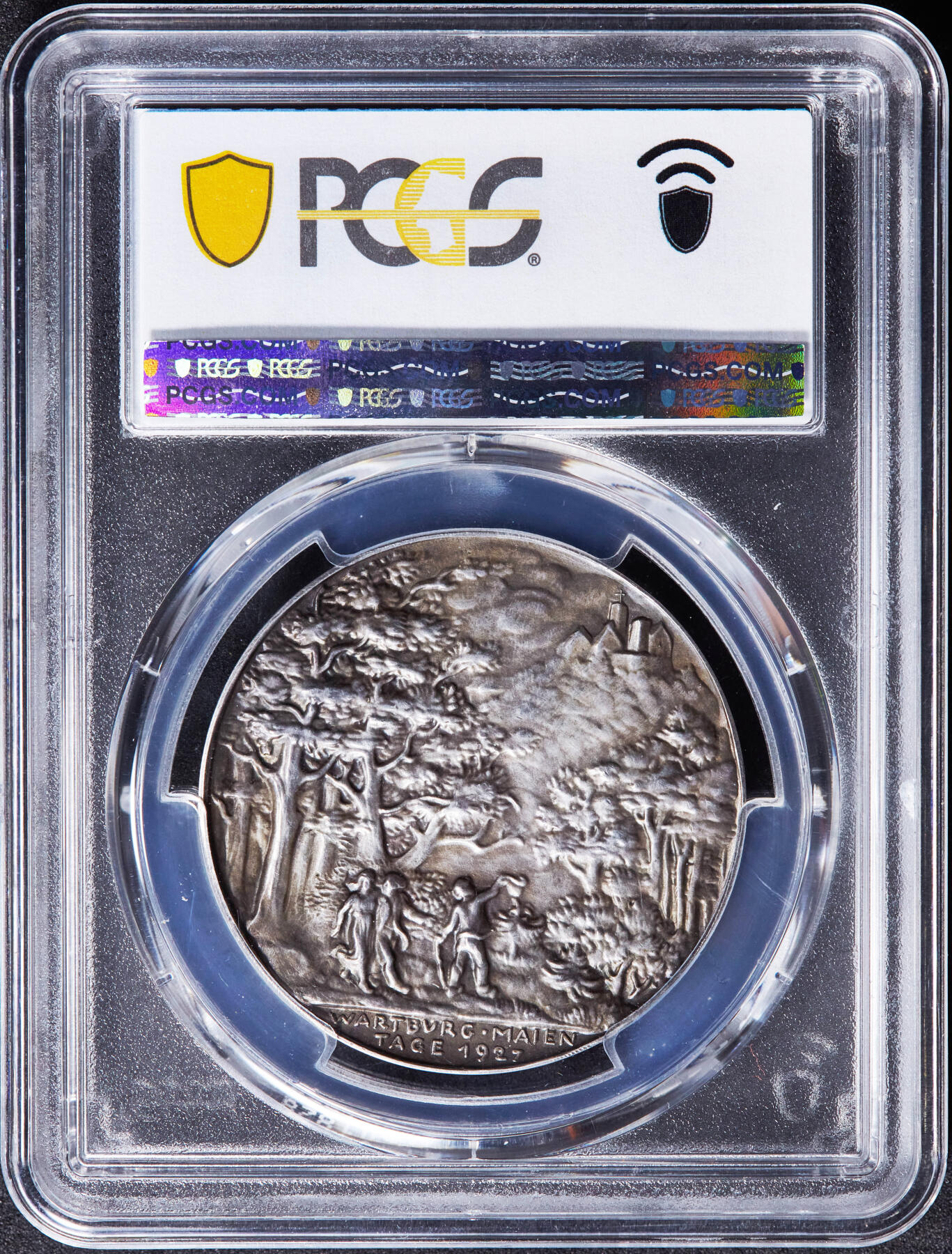 【俄甄集藏】“万象更新、马呈祥瑞”迎新春俄甄精品场-2026年(047)01-21 星期三 晚 19:30 全场包邮 德国魏玛1927年音乐家韦伯逝世百年暨瓦特堡五月古典音乐节纪念银章，PCGS SP63，冠军，黄油酱彩包浆，稀有品种