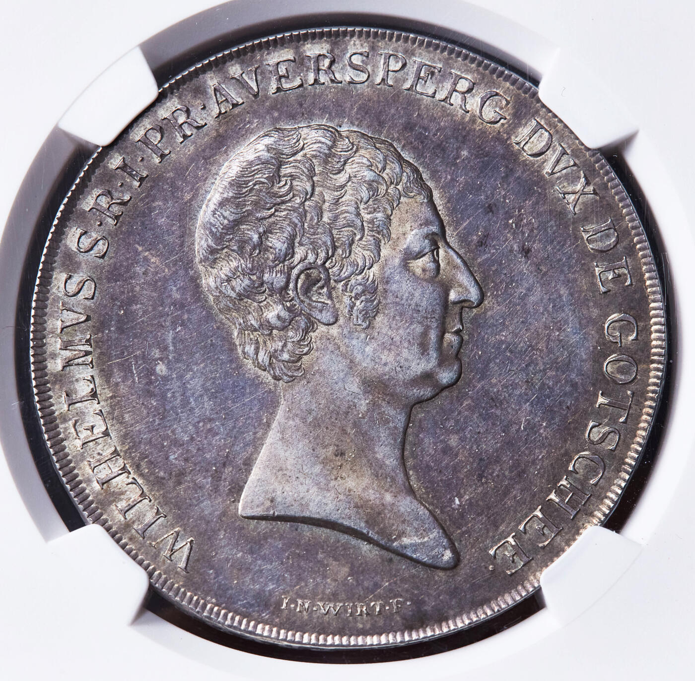 【俄甄集藏】“万象更新、马呈祥瑞”迎新春俄甄精品场-2026年(047)01-21 星期三 晚 19:30 全场包邮 神圣罗马帝国-奥地利1805年威廉一世·冯·奥尔斯佩格伯爵家族纹章1泰勒纪念大银币，NGC MS62，独年版，紫罗兰酱彩老包浆，底板凝霜，稀有品种，季军