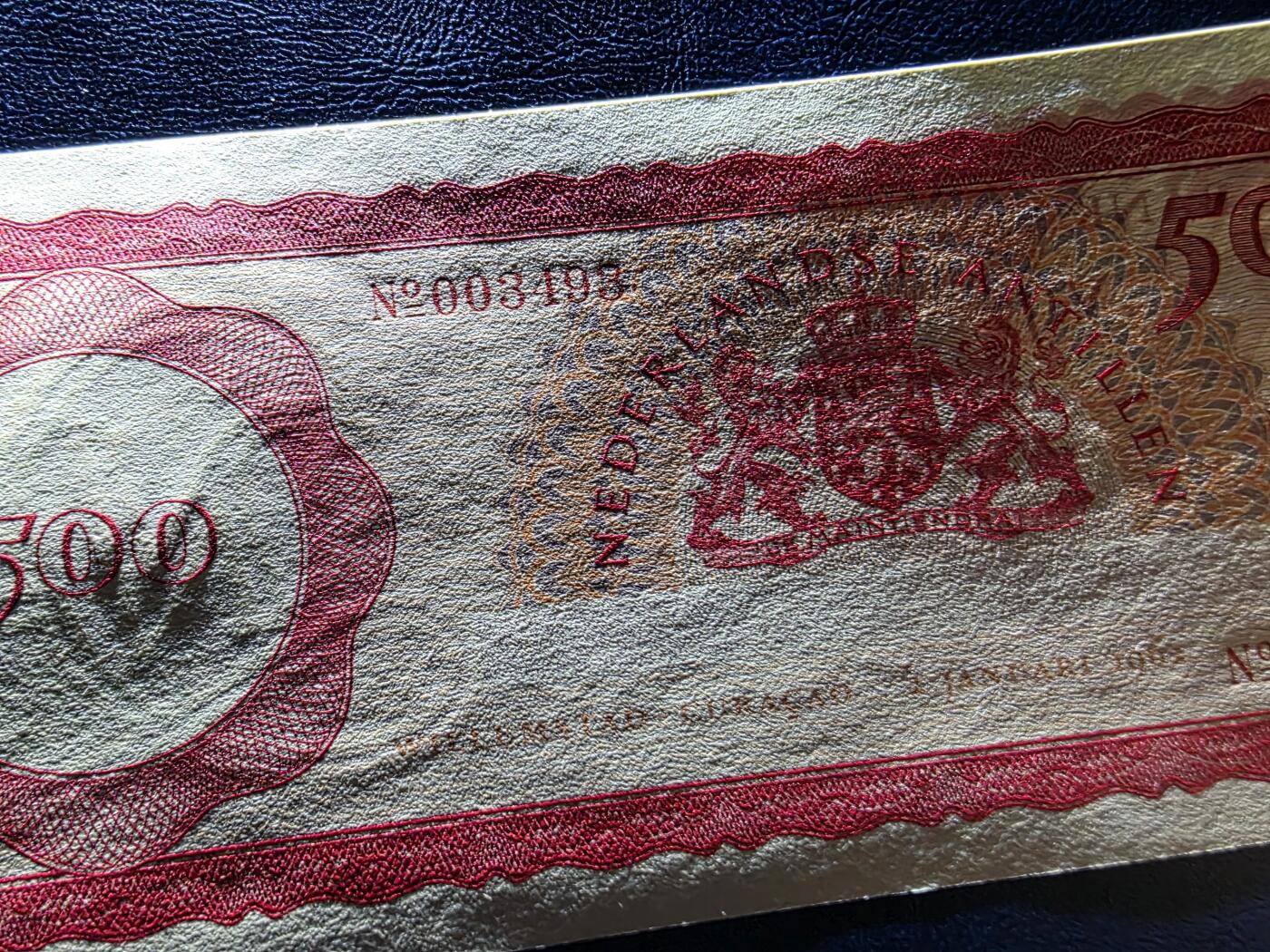 叁拾收藏第34期 安的列斯1962年500盾  UNC