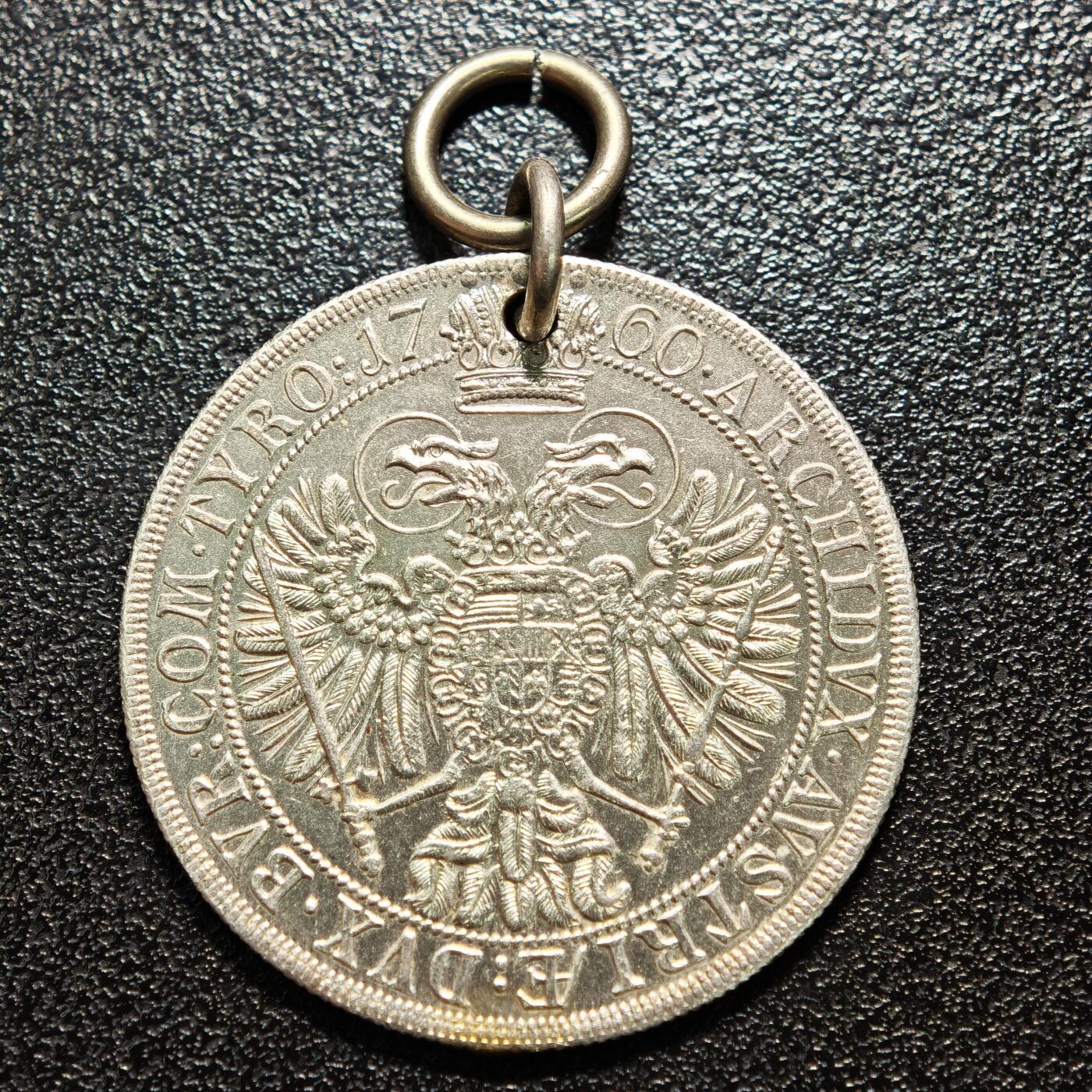 【德藏】世界币章拍卖第162期（拍品征集中~欢迎藏友联系） 1760年(后铸) 奥地利玛丽亚·特雷西亚金属吊坠 直径约：33.4mm；重约：9.7g