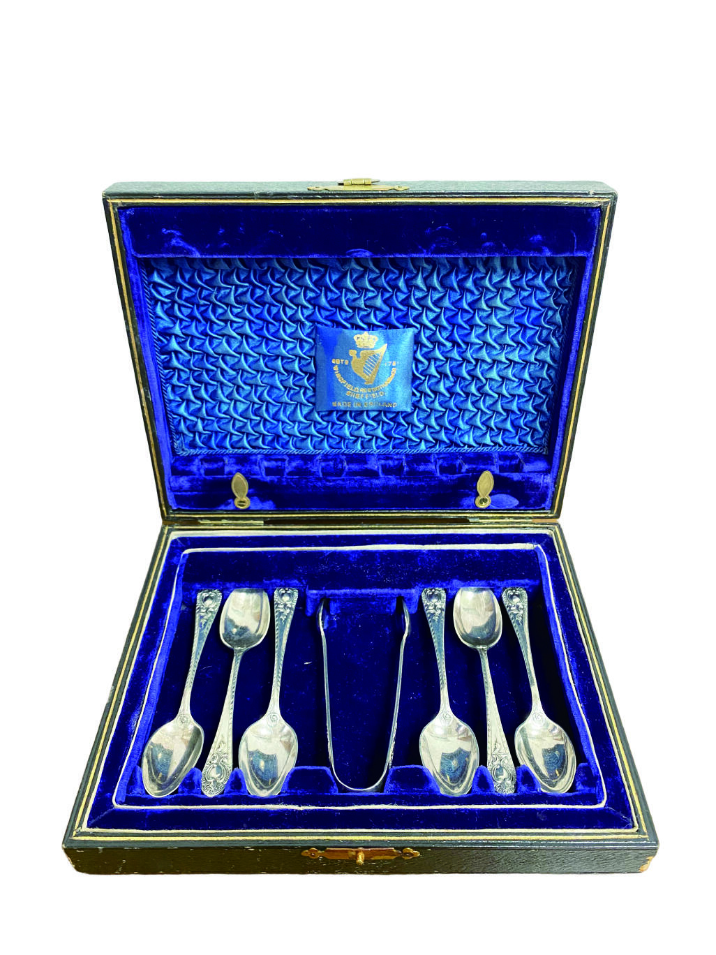 上海拍卖行2025年秋季古董珍玩拍卖会 19世纪英国谢菲尔德Wingfield镀银雕花茶勺连糖夹(原装盒)