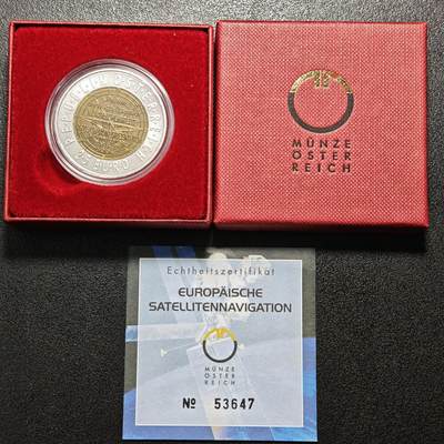 【德藏】世界币章拍卖第162期（拍品征集中~欢迎藏友联系） - 2006年 奥地利欧洲卫星导航25欧元银铌纪念币 原盒 带证书