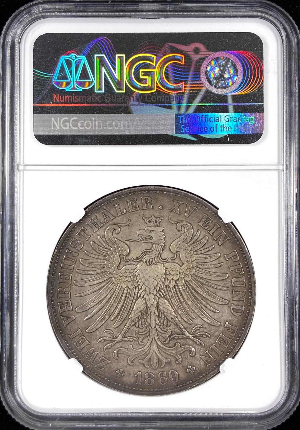 【雨安】【直播拍卖】【第0124期-评级币章】2026-01-17 周六 19:30 [评级德国] Germany 德国 德意志 2泰勒 Frankfurt法兰克福 Thun.145 KM#0365 (1860-1866) 法兰克福少女 1860年  NGC-UNC 首年版