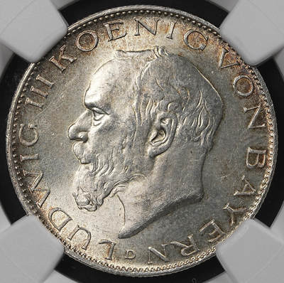 修遠堂世界钱币第101期 - NGC MS64 1914年巴伐利亚2马克银币 2马克数量远少于同年份3马克