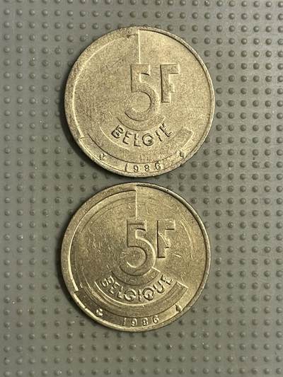 2026年第12场各国散币拍卖（总第162场）16.17两天外出，18号可以发货 - 比利时1986年5法郎两种语言