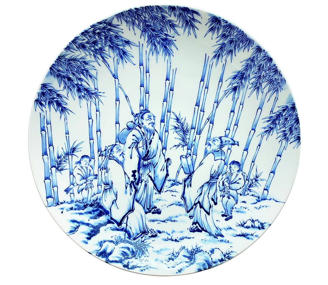 上海拍卖行2025年秋季古董珍玩拍卖会 日本肥前烧哲三郎手绘三友图大赏盘(直径:36.5cm)