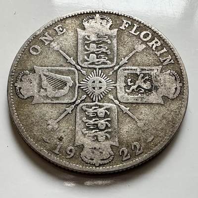 🌹外币初藏🌹🐯2026年第8场  每周二四六晚8️⃣点 接代拍 - 英国1922年1弗洛林银币 11.3克50%银 b