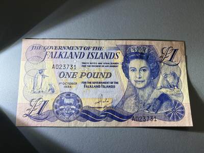 咖啡豆•收藏 2026年Jan_21th世界各国纸币拍卖 - 福克兰群岛 1984年 1镑 全新UNC 外国纸币 女王钞