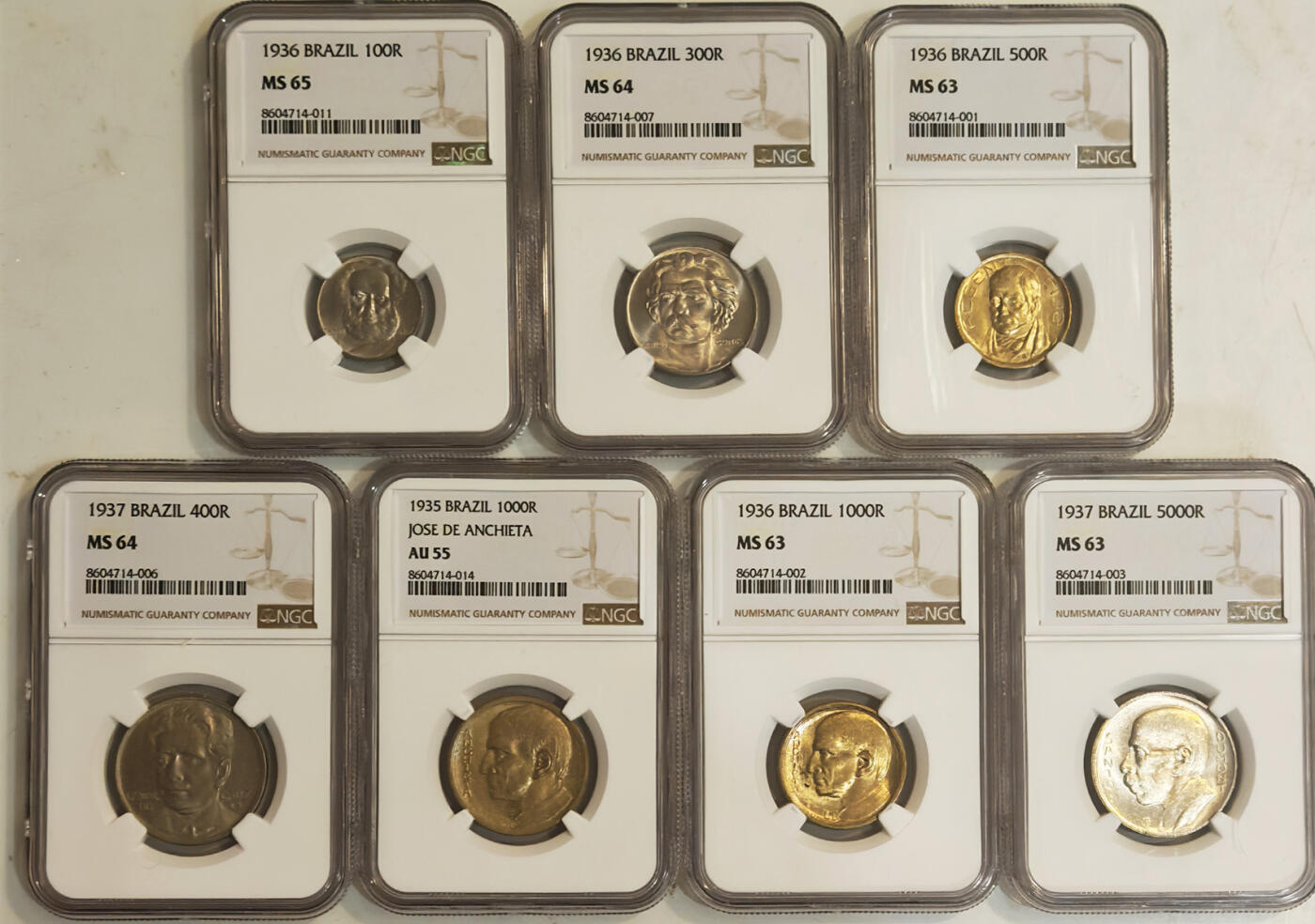 NGC 1935-1940巴西老币好品14枚