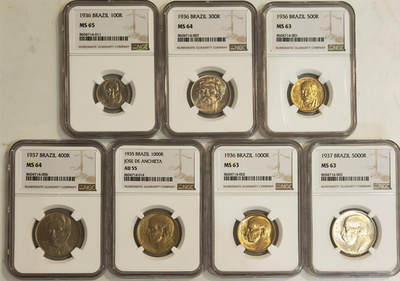 NGC 1935-1940巴西老币好品14枚 - NGC 1935-1940巴西老币好品14枚