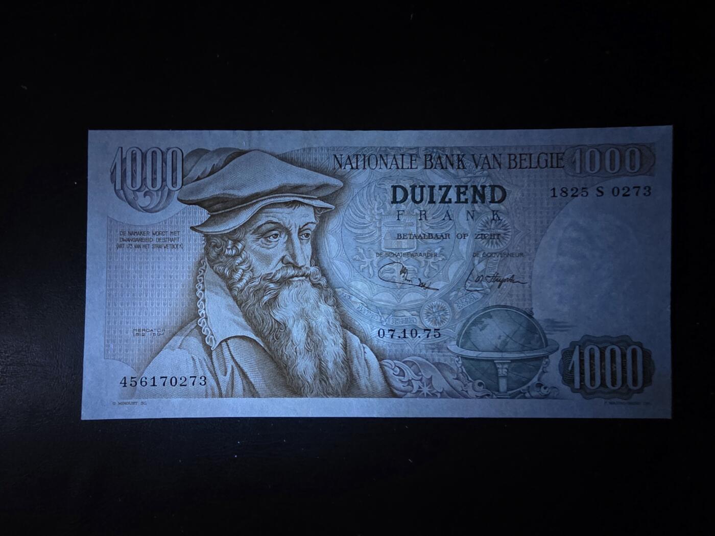 叁拾收藏第34期 比利时1975年1000法郎  大力神  AU