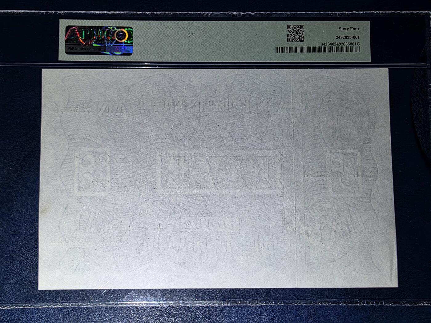 叁拾收藏第34期 英国1944年5镑  白镑  PMG64