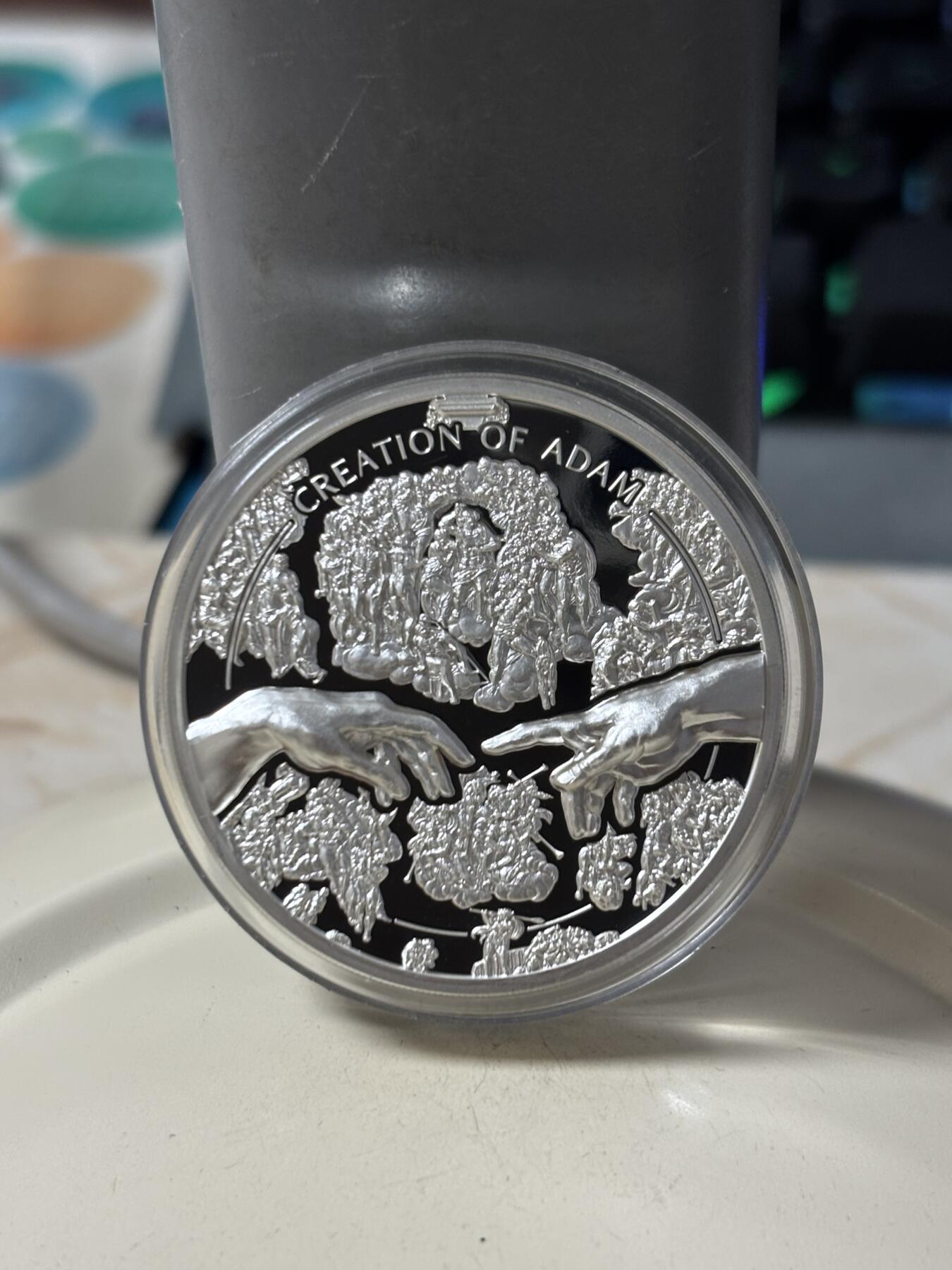 第188期拍卖 库克2023年X光3米开朗基罗创世纪1盎司银币，999银，发行1500枚