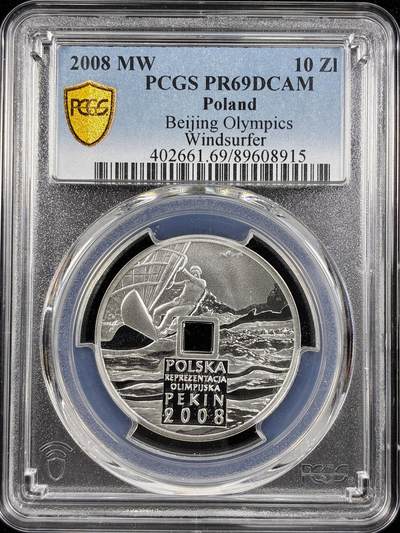 【雨安】【直播拍卖】【第0124期-评级币章】2026-01-17 周六 19:30 - [评级现代] Poland 波兰 10兹罗提 2008年 北京奥运 PCGS-PR69DCAM 精制币