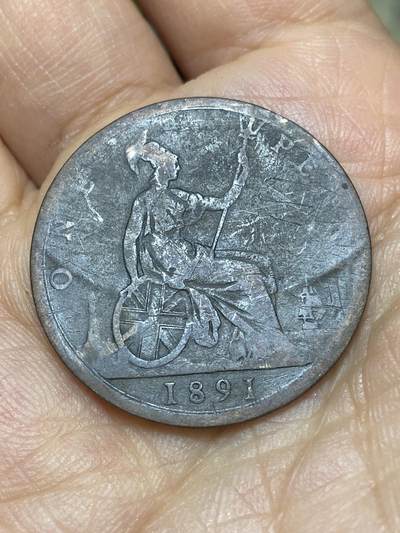 2026年第八场(总第一百七十七场）外国好品散币场(免佣金) - 英国🇬🇧1891年1便士(维多利亚女王中年桂冠)