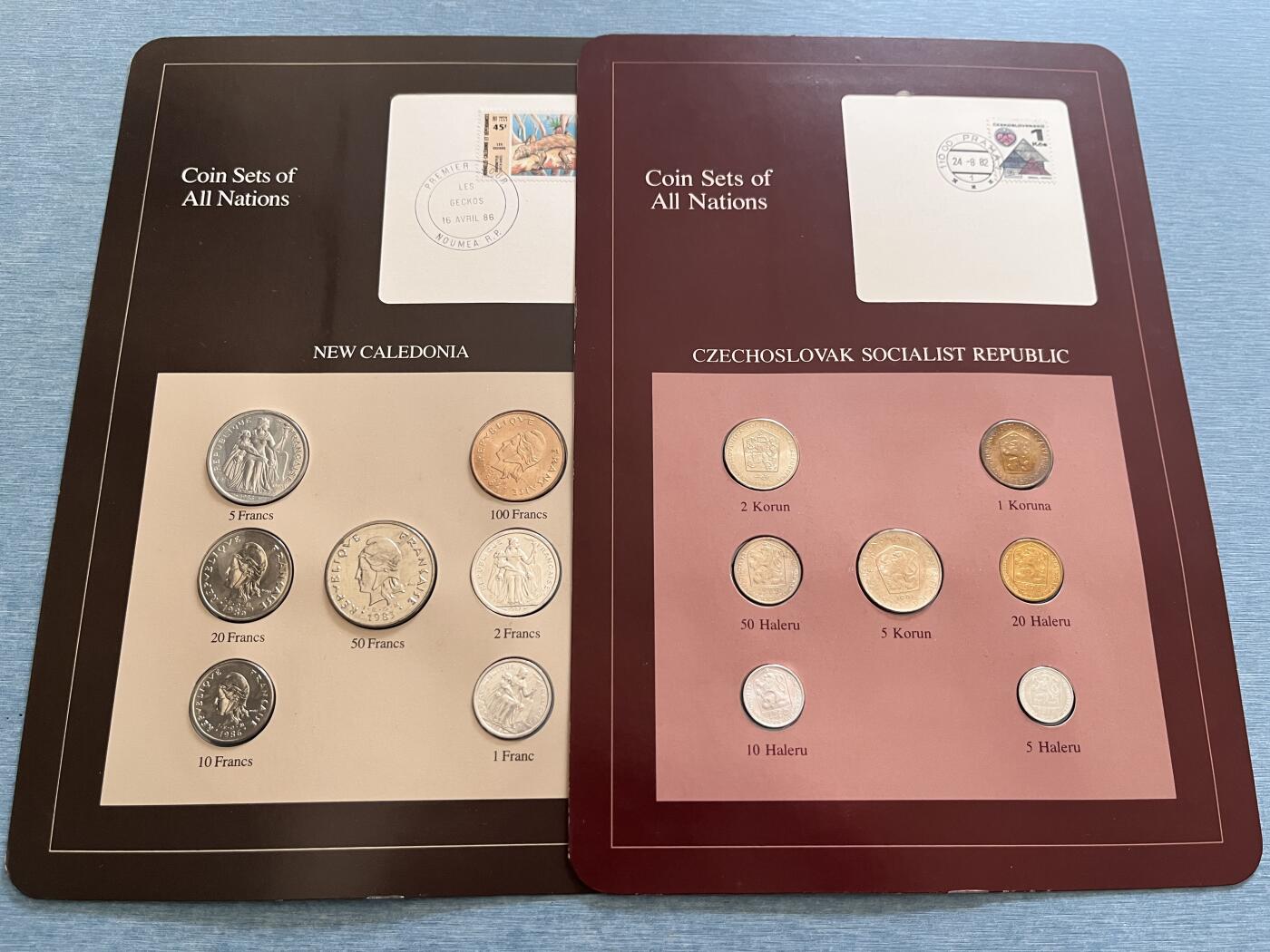 咖啡豆•收藏 2025年Jan_22th世界各国富兰克林套币拍卖 新喀里多尼亚/捷克斯洛伐克-世界各国UNC硬币套币富兰克林包装