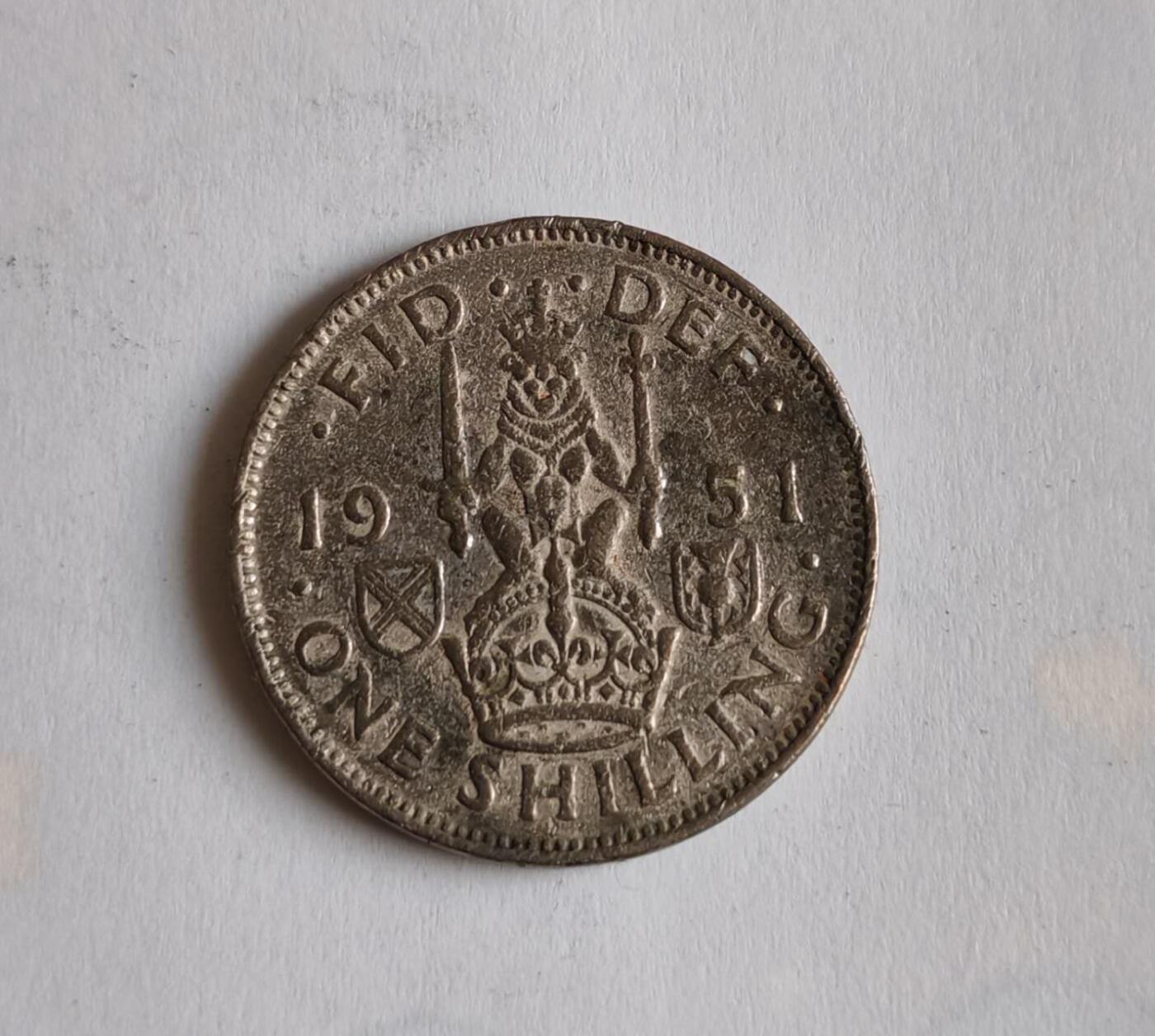 外国硬币 英国1949年乔治六世时期1先令流通币（英格兰版