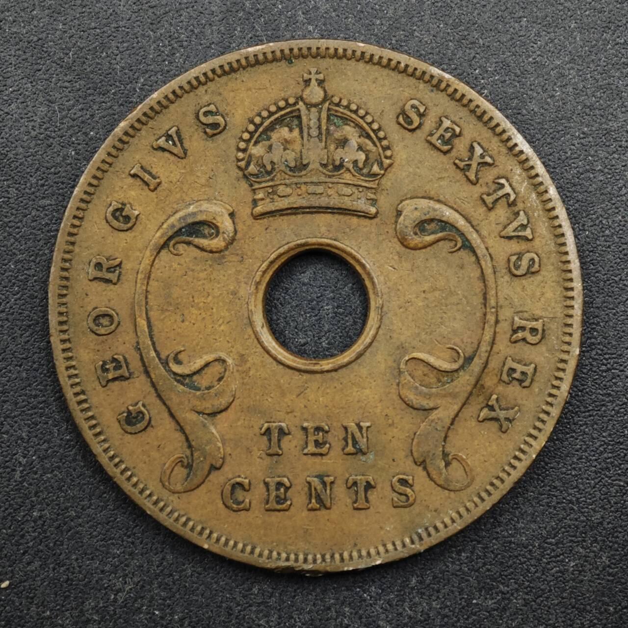 【淘币小摊】实时拍第八百四十九拍   散币银币场   满百包邮可预留二周 每周一统一发货   英属东非1952年乔治五世10分铜币