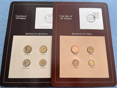 咖啡豆•收藏 2025年Jan_22th世界各国富兰克林套币拍卖 - 阿根廷/智利-世界各国UNC硬币套币富兰克林包装