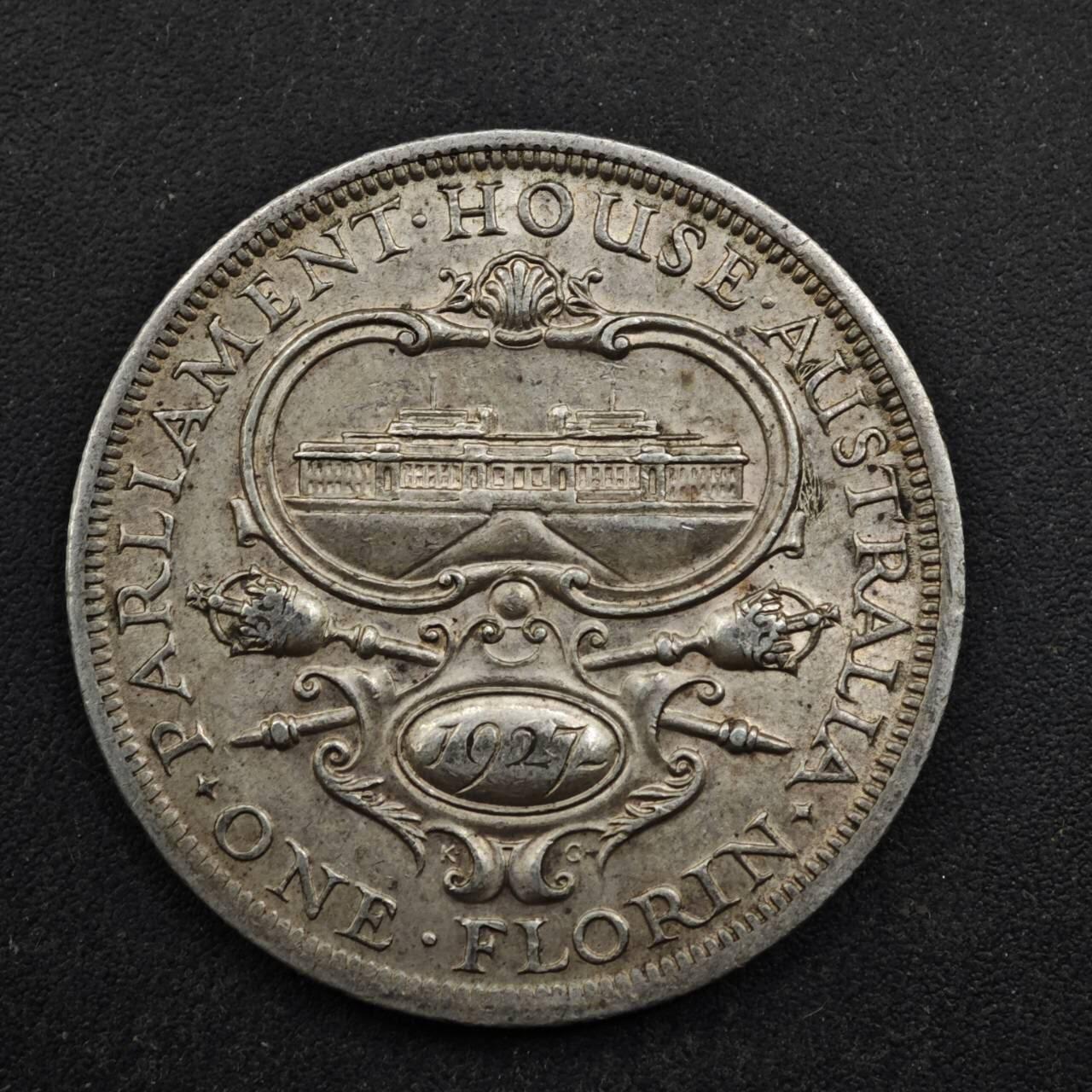 【淘币小摊】实时拍第八百四十九拍   散币银币场   满百包邮可预留二周 每周一统一发货   澳大利亚1927年乔治五世弗洛林纪念银币