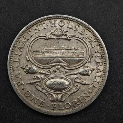 【淘币小摊】实时拍第八百四十九拍   散币银币场   满百包邮可预留二周 每周一统一发货   - 澳大利亚1927年乔治五世弗洛林纪念银币