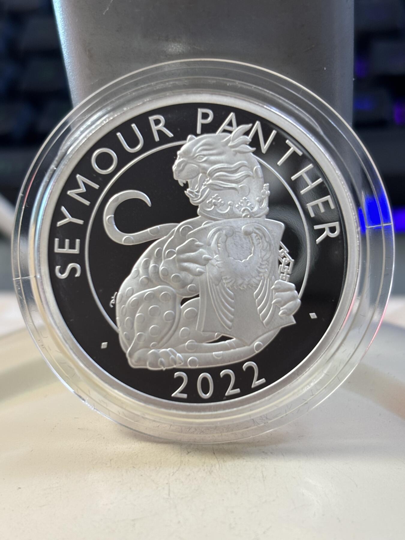 第188期拍卖 英国2022纹章皇家兽系列1西摩黑豹精制1盎司银币，999银，发行6000枚