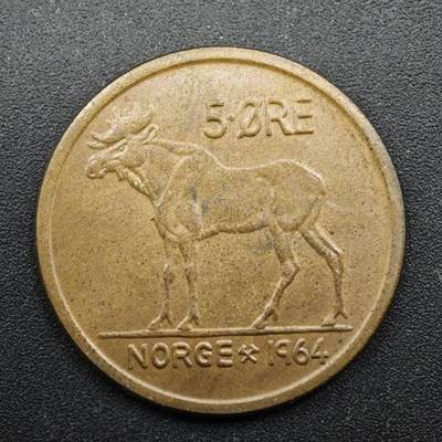 【淘币小摊】实时拍第八百四十九拍   散币银币场   满百包邮可预留二周 每周一统一发货   - 挪威1964年5欧尔铜币