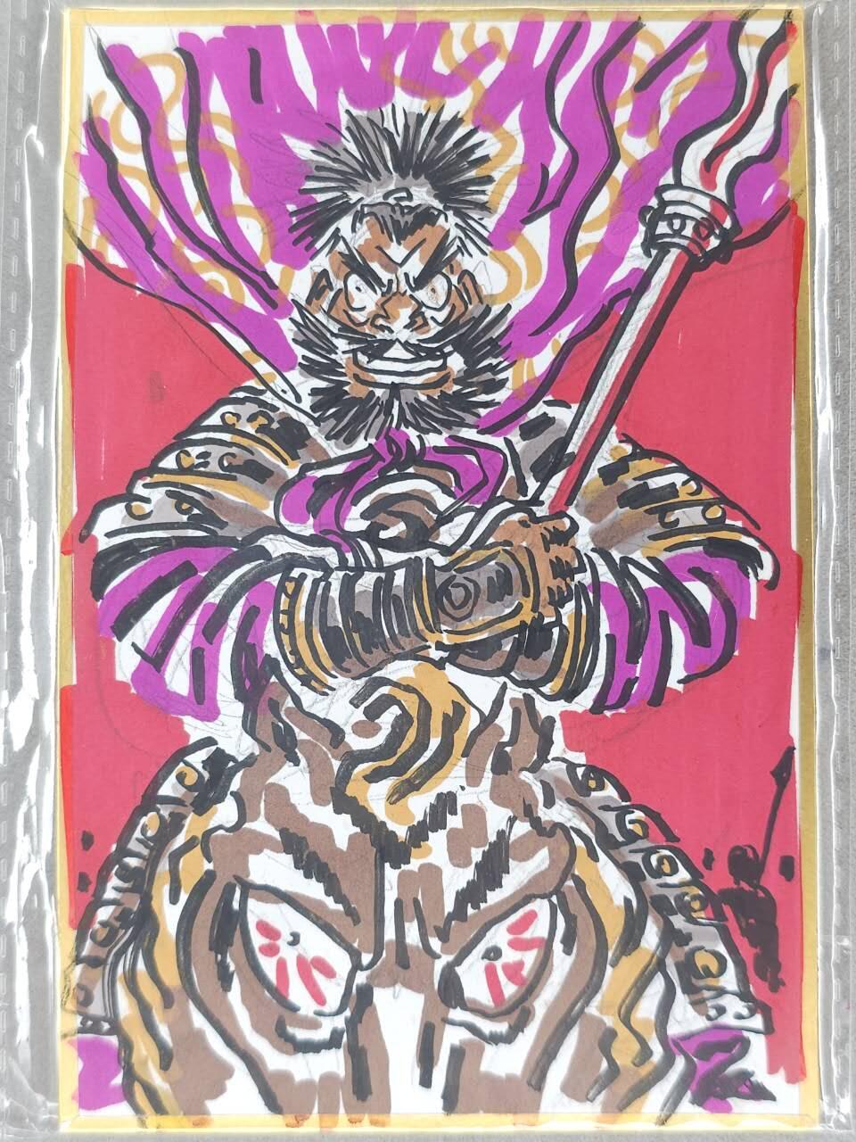 满200包邮！！龙虎卡牌-七二场（满200元包邮，无佣金，每周六结拍，欢迎送拍） A6手绘版画5张 万享 罗琛 - 三国五虎将 一套