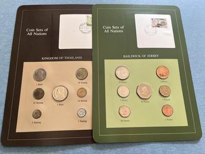 咖啡豆•收藏 2025年Jan_22th世界各国富兰克林套币拍卖 - 泰国/泽西岛-世界各国UNC硬币套币富兰克林包装