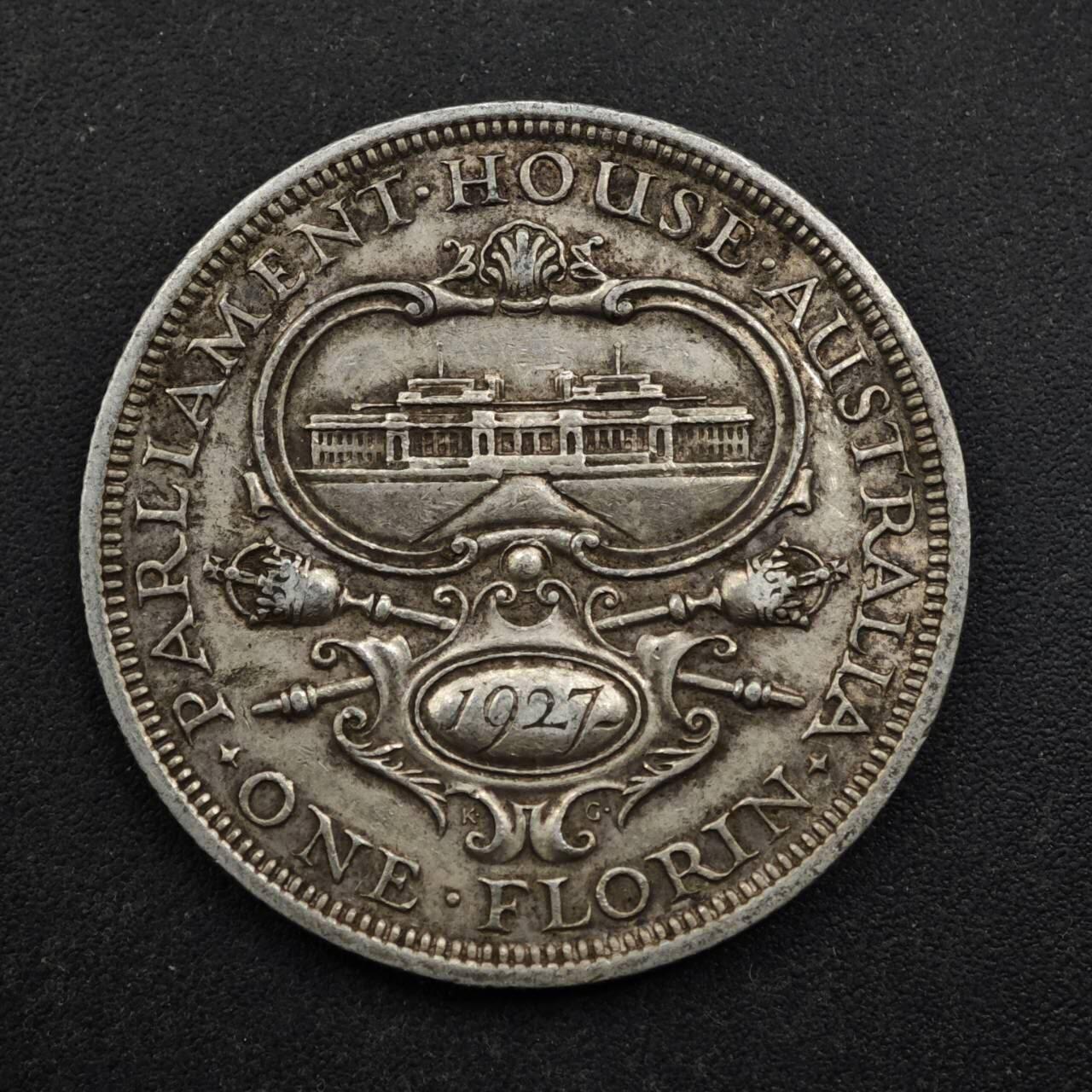 【淘币小摊】实时拍第八百四十九拍   散币银币场   满百包邮可预留二周 每周一统一发货   澳大利亚1927年乔治五世弗洛林纪念银币