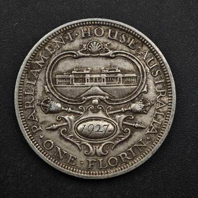 【淘币小摊】实时拍第八百四十九拍   散币银币场   满百包邮可预留二周 每周一统一发货   - 澳大利亚1927年乔治五世弗洛林纪念银币