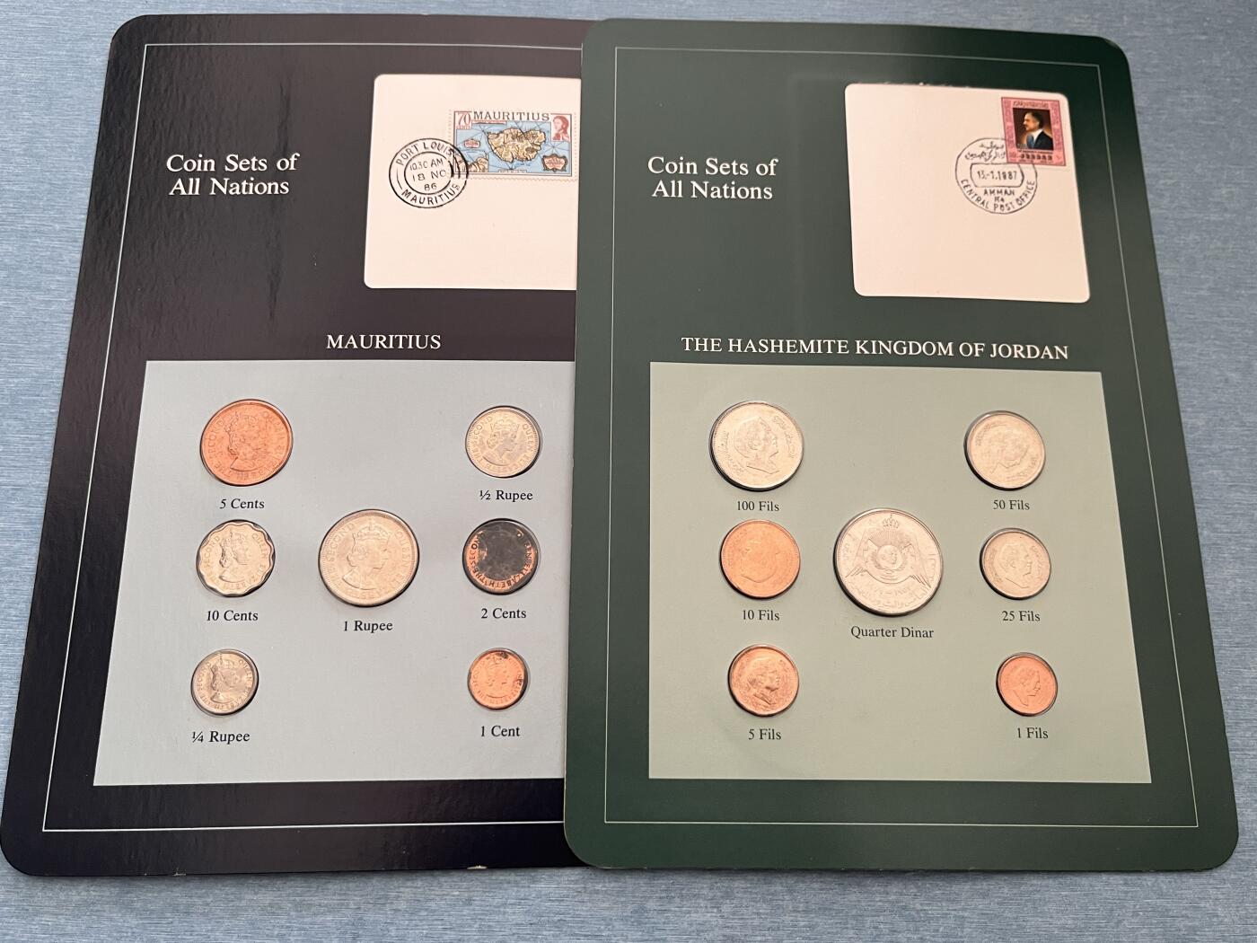 咖啡豆•收藏 2025年Jan_22th世界各国富兰克林套币拍卖 毛里求斯/约旦-世界各国UNC硬币套币富兰克林包装