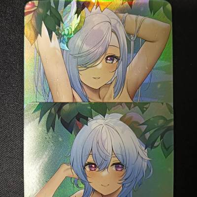 花开卡拍第61期（3月7号周六截拍，品控勿拍!!!拍品不寄存，运费5元（新疆需补运费差价或顺丰到付），自制卡难免瑕疵，可能存在轻微撞角爆边等出厂瑕疵，品控介意勿拍！） - 艺术对卡 折光彩闪 原神 2张