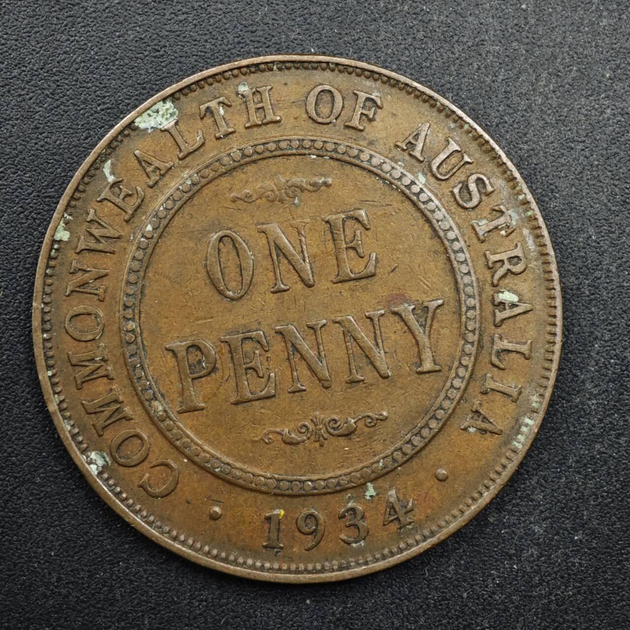 【淘币小摊】实时拍第八百四十九拍   散币银币场   满百包邮可预留二周 每周一统一发货   澳大利亚1934年乔治五世1便士铜币