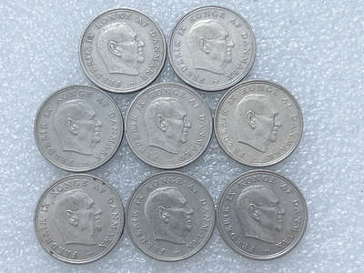 第一海外回流一元起拍收藏 散集专场  第293期 - 丹麦1克朗硬币 弗雷德里克九世头像 8枚