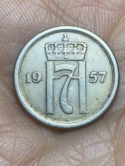 2026年第九场(总第一百七十八场）外国好品散币场(免佣金) - 挪威🇳🇴1957年25欧尔(哈康七世逝世年，第七版关门年)