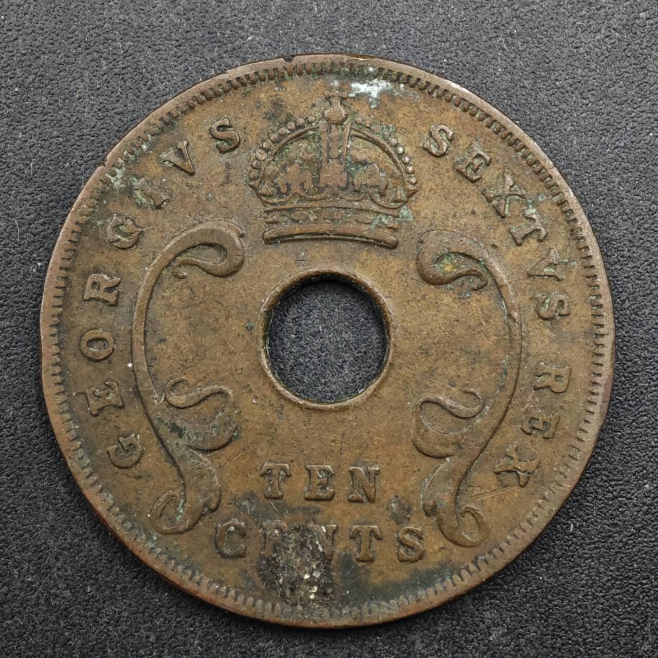 【淘币小摊】实时拍第八百四十九拍   散币银币场   满百包邮可预留二周 每周一统一发货   英属东非1952年乔治五世10分铜币