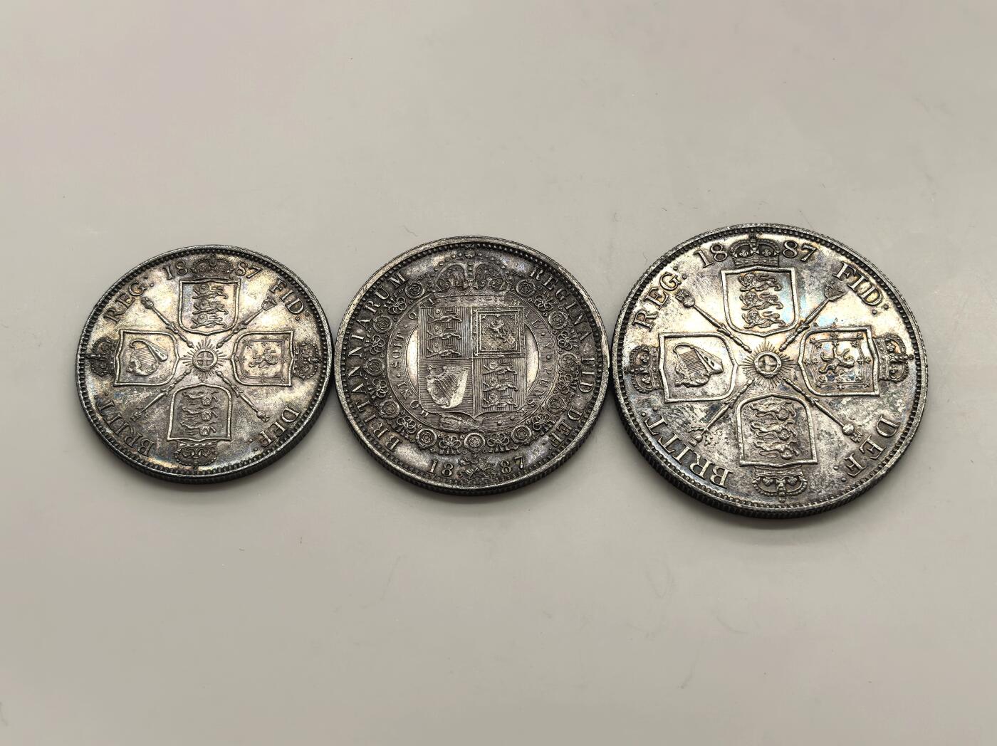 博洋堂世界钱币拍卖第157期（全场包邮） 英国1887年维多利亚4金7银原盒一套，值得珍藏