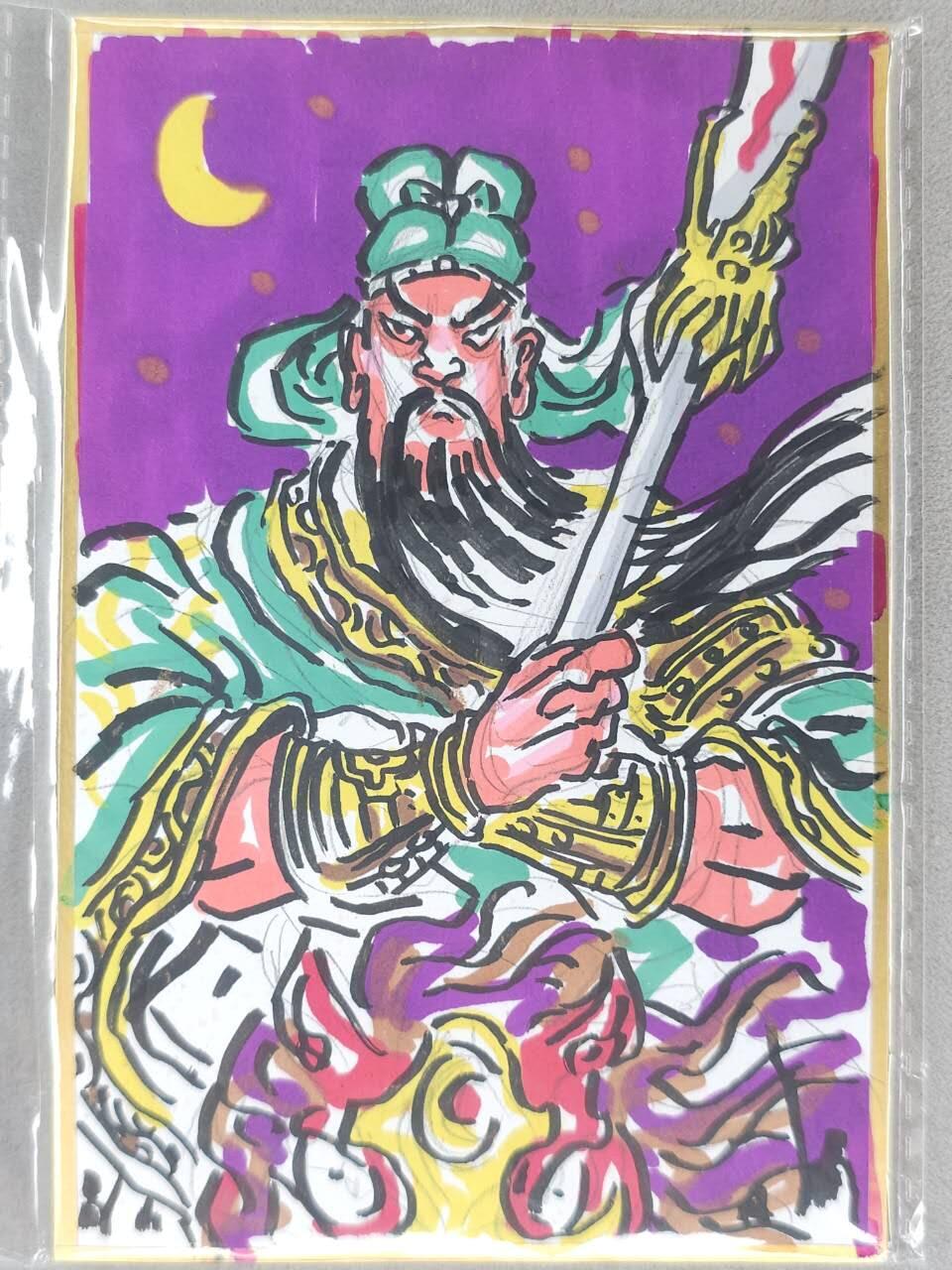 满200包邮！！龙虎卡牌-七二场（满200元包邮，无佣金，每周六结拍，欢迎送拍） A6手绘版画5张 万享 罗琛 - 三国五虎将 一套