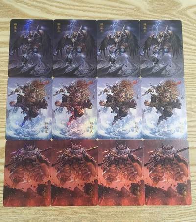 光影卡牌第28期，各家亲签，各家套卡，持续收拍品 - 百里七大圣之牛魔王＋狮驼王＋鹏魔王，普卡＋彩闪