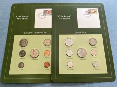 咖啡豆•收藏 2025年Jan_22th世界各国富兰克林套币拍卖 - 斯威士兰/哥斯达黎加-世界各国UNC硬币套币富兰克林包装