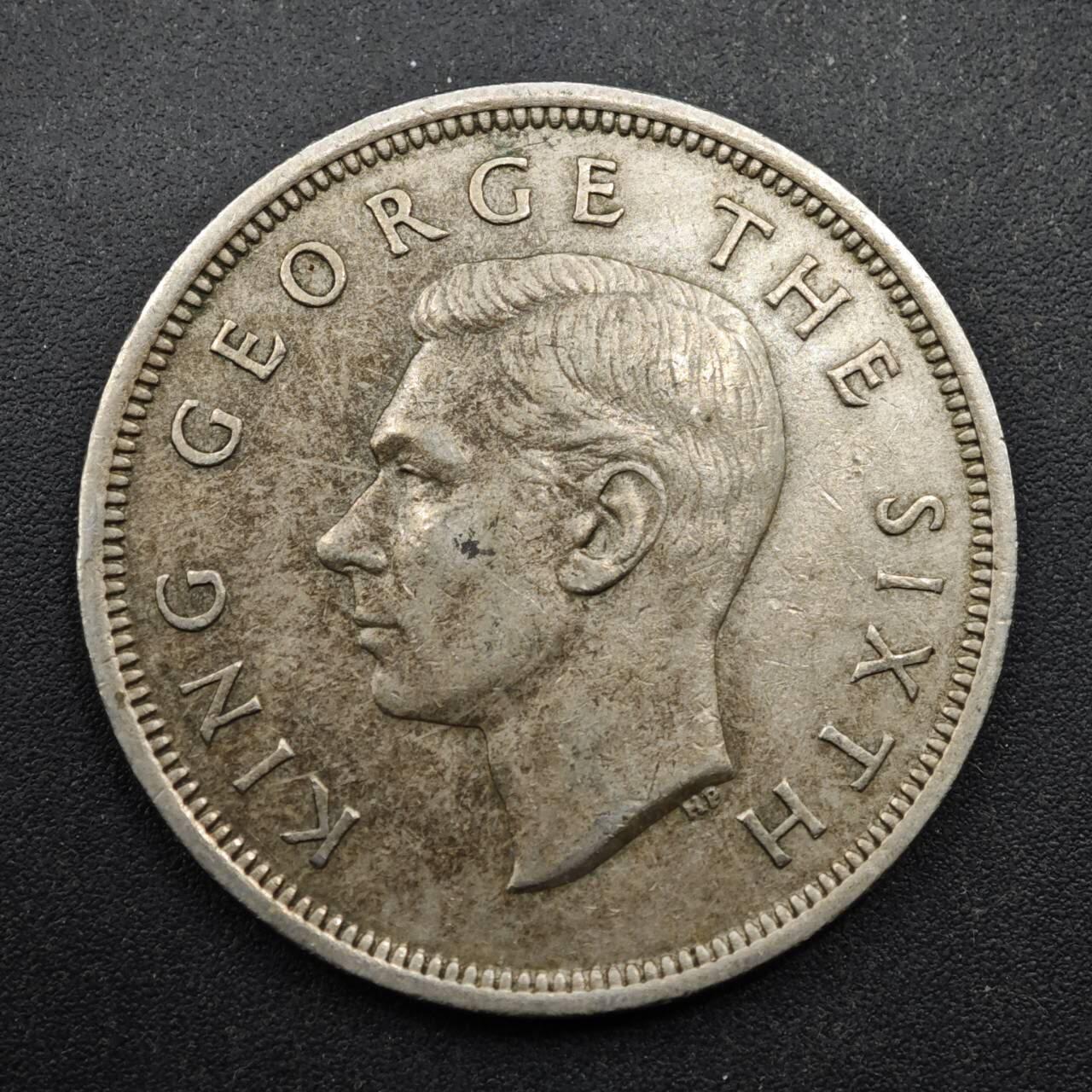 【淘币小摊】实时拍第八百四十九拍   散币银币场   满百包邮可预留二周 每周一统一发货   新西兰1951年乔治六世半克朗镍币