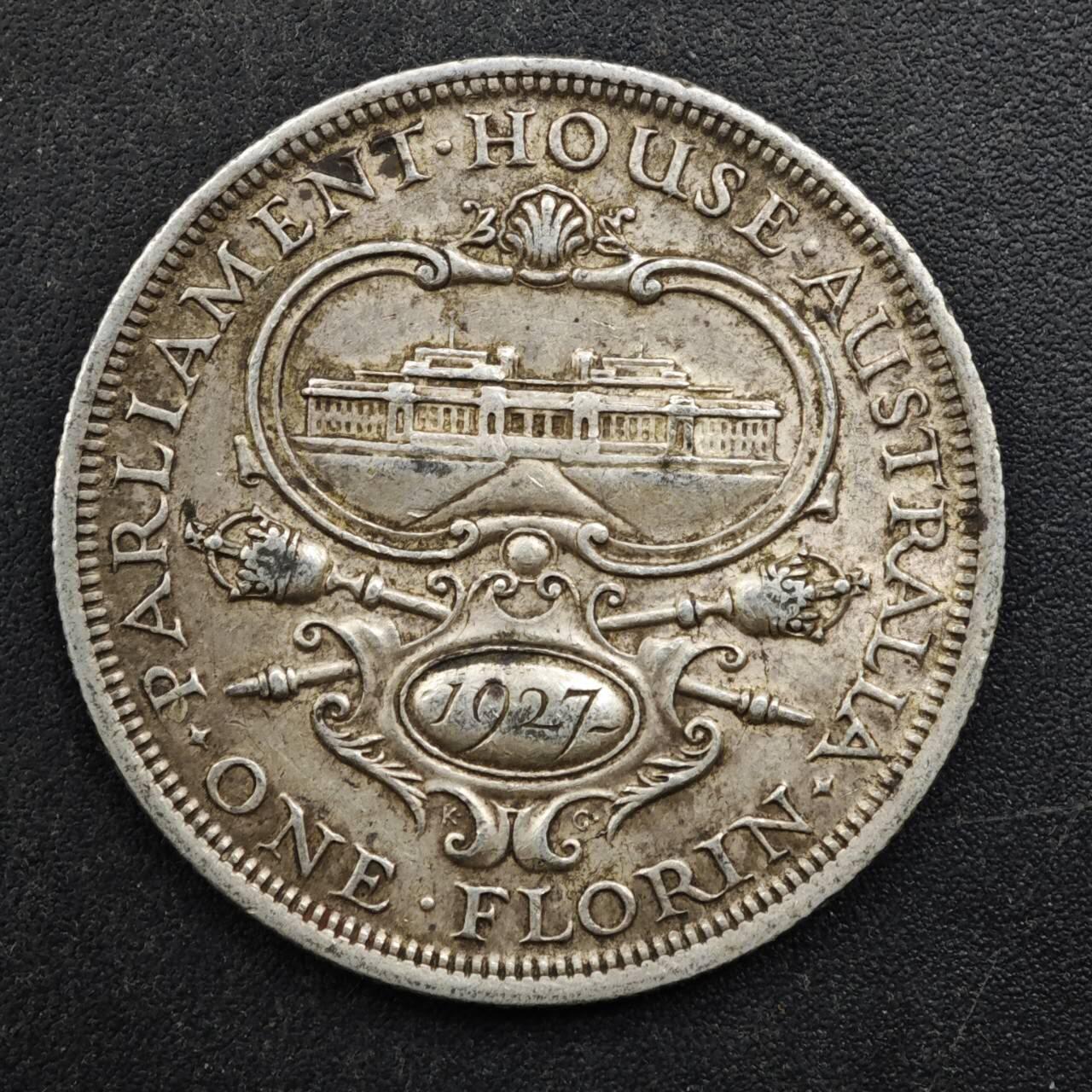 【淘币小摊】实时拍第八百四十九拍   散币银币场   满百包邮可预留二周 每周一统一发货   澳大利亚1927年乔治五世弗洛林纪念银币