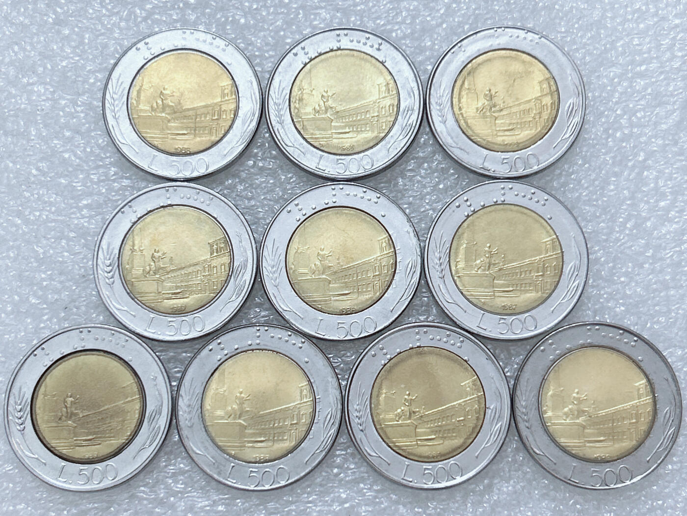 第一海外回流一元起拍收藏 散集专场  第293期 意大利500里拉双色币 10枚 带光好品